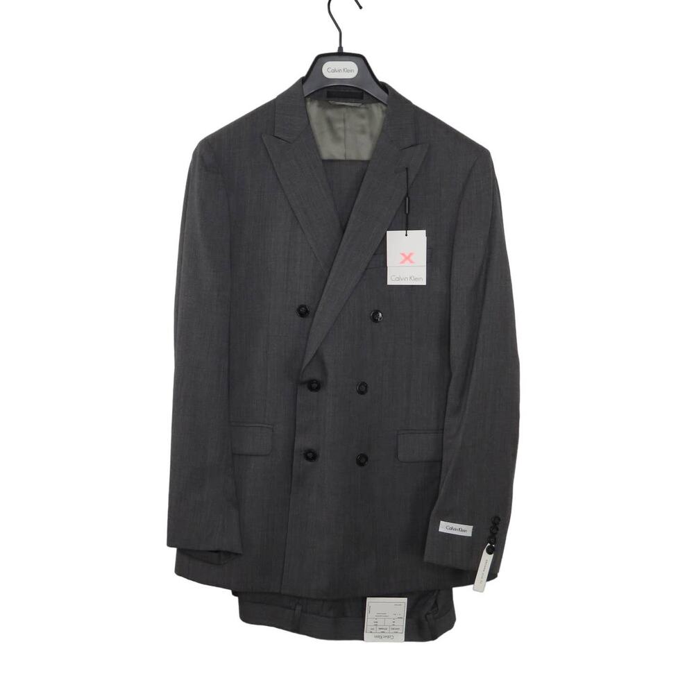 Calvin Klein X Charcoal Gray Wool Men's Pantsuit 42R 2-Piece Coat & Pants